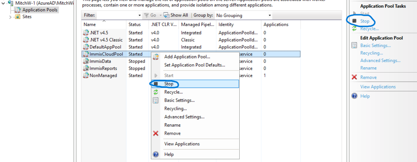 4. Right click on the Pools and select Stop.png
