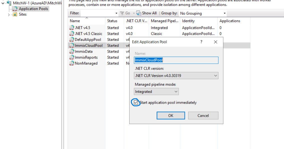 3. Selecting the Pool and then unchecking Start pool immediately.png